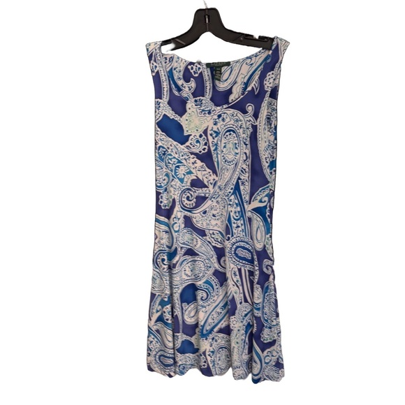 Lauren Ralph Lauren Women’s Blue & White Paisley Dress Sz P/P  Sleeveless. - Picture 2 of 11